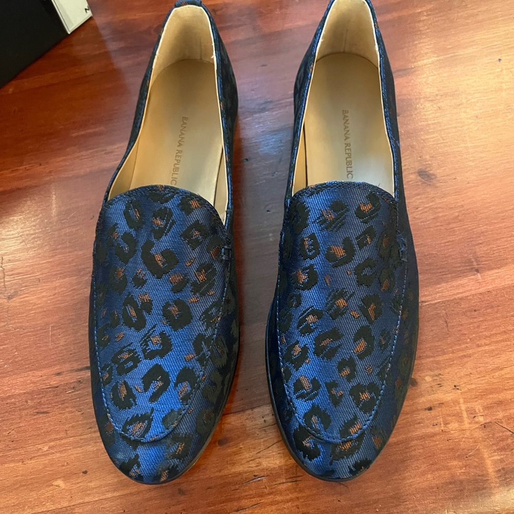 Banana Republic Navy Animal Print Loafers